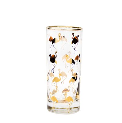 jakość Golden Flamingo Printed Crystal Highball Glasses For Restaurant fabryka