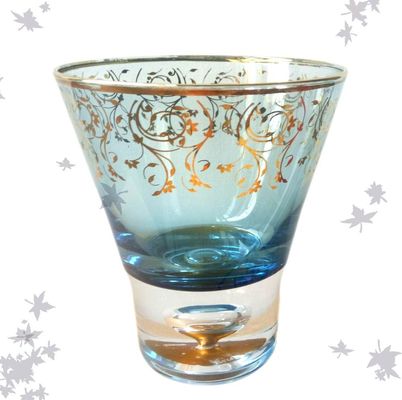 jakość Blue Color Golden Rim Stemless Crystal Cocktail Glasses fabryka