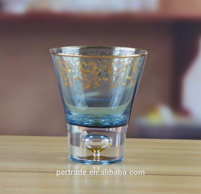jakość Blue Color Golden Rim Stemless Crystal Cocktail Glasses fabryka