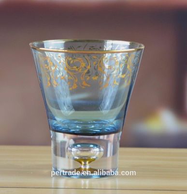 jakość Blue Color Golden Rim Stemless Crystal Cocktail Glasses fabryka