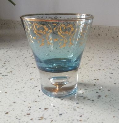jakość Blue Color Golden Rim Stemless Crystal Cocktail Glasses fabryka