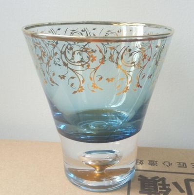 jakość Blue Color Golden Rim Stemless Crystal Cocktail Glasses fabryka