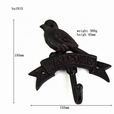 jakość Antique Wall Mount Bird shape Black Iron Coat Hooks fabryka