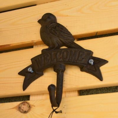 jakość Antique Wall Mount Bird shape Black Iron Coat Hooks fabryka
