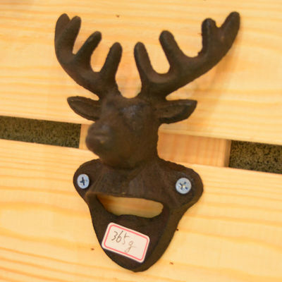 jakość Home Decor Deer Head Brown Rust Cast Iron Bottle Opener fabryka