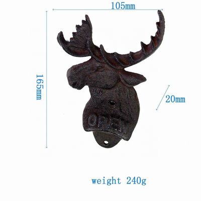 jakość Home Decor Deer Head Brown Rust Cast Iron Bottle Opener fabryka