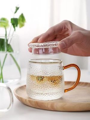 jakość Handmade Glass Tea Mug With Embossed pattern High Borosilicate GlassTea Cup Tumbler Drinking Glasses fabryka