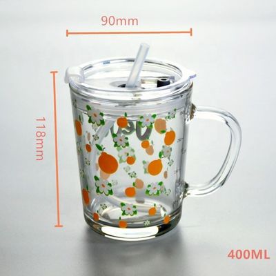 jakość Cartoon Crystal Drinking Glass With Lid And Silicate Straw fabryka