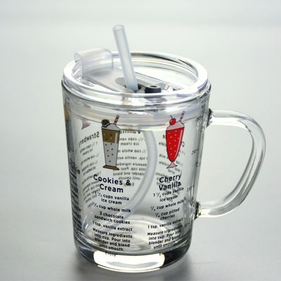 jakość Cartoon Crystal Drinking Glass With Lid And Silicate Straw fabryka