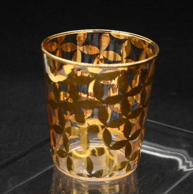 jakość Gold Print High End Stemless Wine Glass Tumbler , Crystal Highball Glasses fabryka