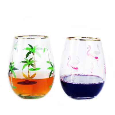 jakość Hand Painted Gold Rim Wine Glass Tumbler With Color Decal fabryka