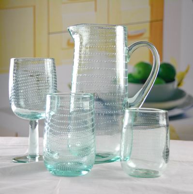jakość Recycle Green Spiraling Bubbles  Glass Water Pitcher , Large Glass Pitcher fabryka