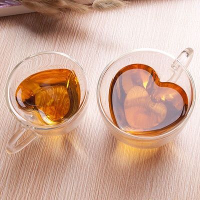 jakość Creative Lover Heart Shape Borosilicate Transparent Tea Cups fabryka