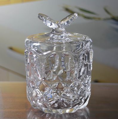 jakość Butterfly Embossed Creative Crystal Glass Storage Jars fabryka