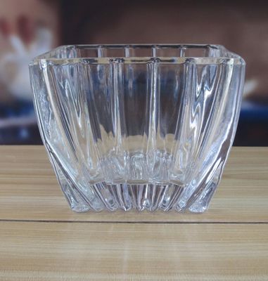 jakość Square Optic Stripes Glass Storage Jars For Candy fabryka