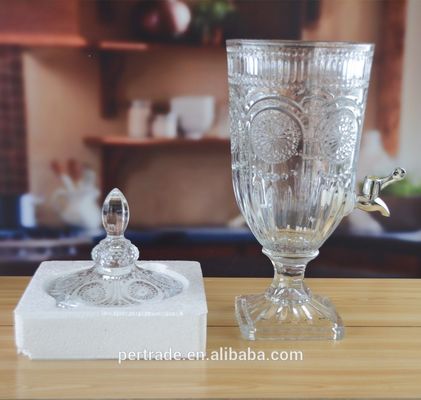 jakość Deep Cutted Engraved 5l Glass Jar With Lid . Glass Food Storage Jars fabryka