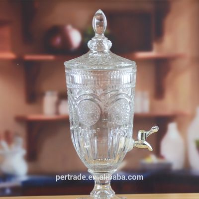 jakość Deep Cutted Engraved 5l Glass Jar With Lid . Glass Food Storage Jars fabryka