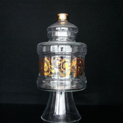 jakość Large Footed Glass Storage Jars With Gold Decoration Decal fabryka