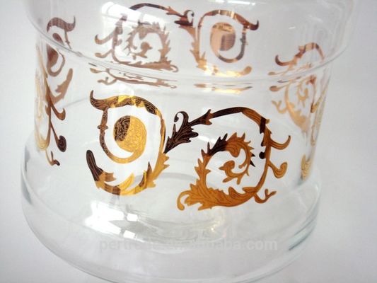 jakość Large Footed Glass Storage Jars With Gold Decoration Decal fabryka