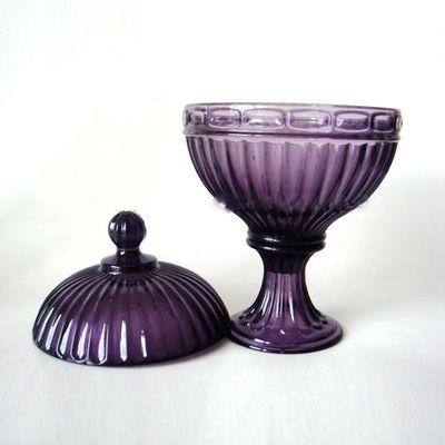 jakość Footed Vintage Purple Color Glass Food Storage Canisters fabryka