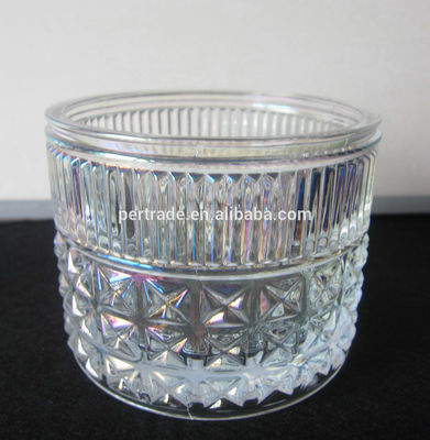 jakość Embossed Diamonds Pattern Glass Storage Jars With For Candle fabryka