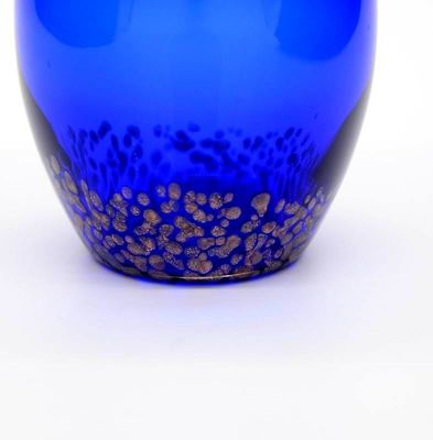 jakość Solid Cobalt Blue Whisky Tumbler Glass With Golden Stone fabryka