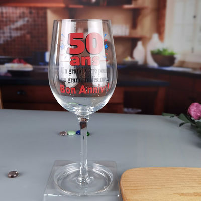 jakość Clear 1 Litre Giant Wine Glass With Anniversary Decor fabryka