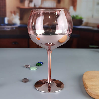 jakość 11cm Dia 2pk Pink Gin Glasses Ion Plated Balloon Crystal Wine Glass fabryka