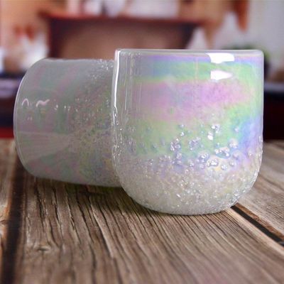 jakość Iridescent Votive Glass Candle Holders Half Rough Sands Surface fabryka