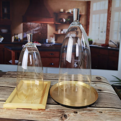 jakość Transparent Lead Free Handled 21" Glass Dome Cloche fabryka