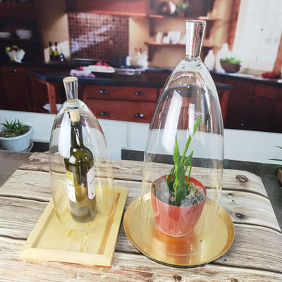 jakość Transparent Lead Free Handled 21" Glass Dome Cloche fabryka