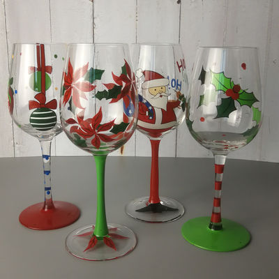 jakość FDA Holiday Gift Hand Painted Festival Wine Glass fabryka