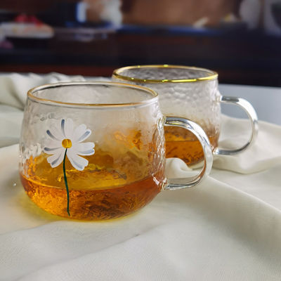 jakość Borosilicate Hammered Texture Tumbler Drinking Glasses With Golden Rim fabryka