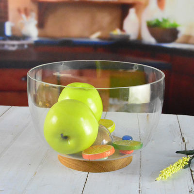 jakość 9" crystal salad bowl with solid wood stand peak bottom fabryka